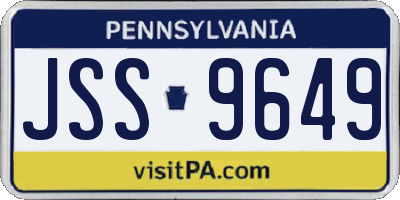 PA license plate JSS9649