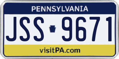 PA license plate JSS9671