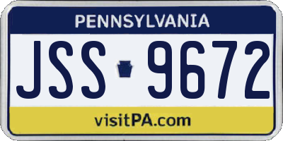 PA license plate JSS9672