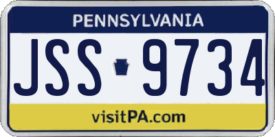 PA license plate JSS9734