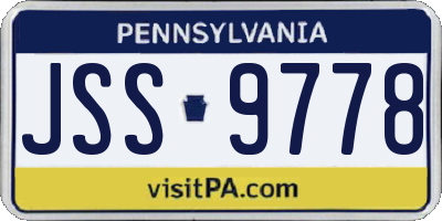PA license plate JSS9778
