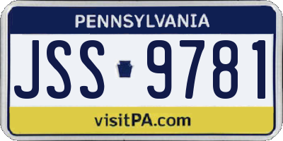 PA license plate JSS9781