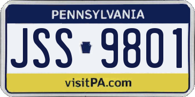 PA license plate JSS9801