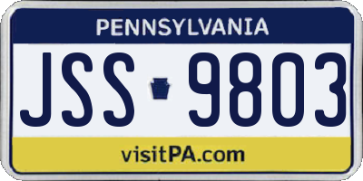 PA license plate JSS9803