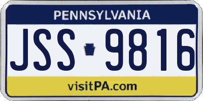 PA license plate JSS9816
