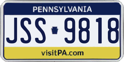 PA license plate JSS9818