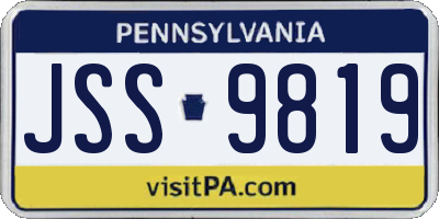 PA license plate JSS9819