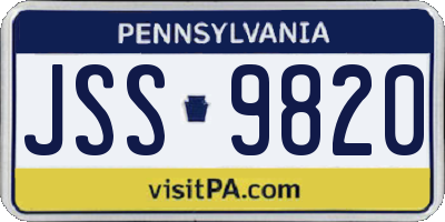 PA license plate JSS9820