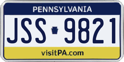 PA license plate JSS9821