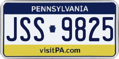 PA license plate JSS9825
