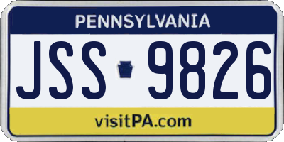 PA license plate JSS9826
