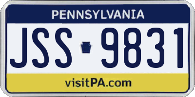 PA license plate JSS9831