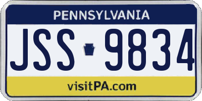 PA license plate JSS9834