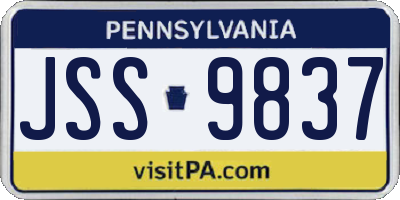 PA license plate JSS9837
