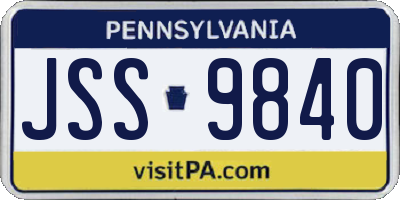 PA license plate JSS9840