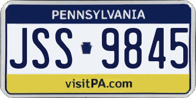 PA license plate JSS9845