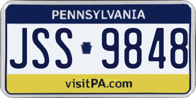 PA license plate JSS9848