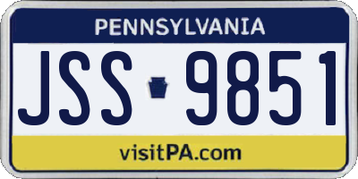 PA license plate JSS9851