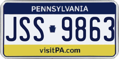 PA license plate JSS9863