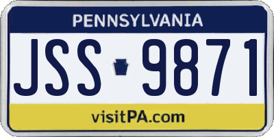 PA license plate JSS9871