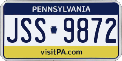 PA license plate JSS9872