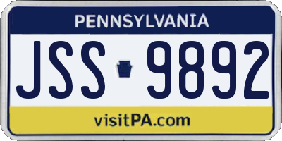PA license plate JSS9892