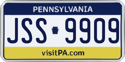 PA license plate JSS9909