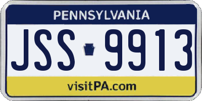 PA license plate JSS9913