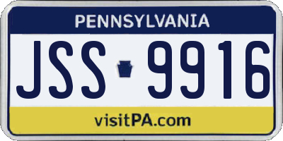 PA license plate JSS9916