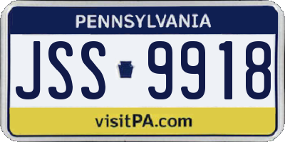 PA license plate JSS9918