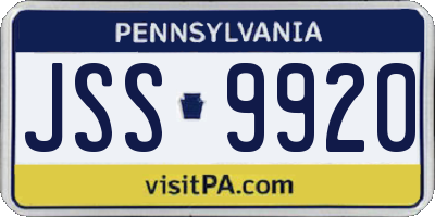PA license plate JSS9920