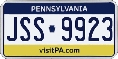 PA license plate JSS9923