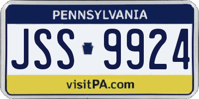 PA license plate JSS9924