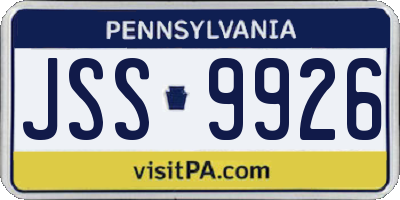 PA license plate JSS9926