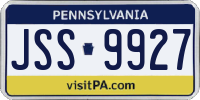 PA license plate JSS9927
