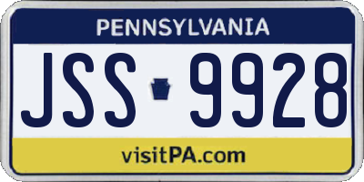 PA license plate JSS9928