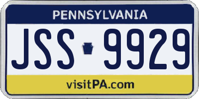PA license plate JSS9929
