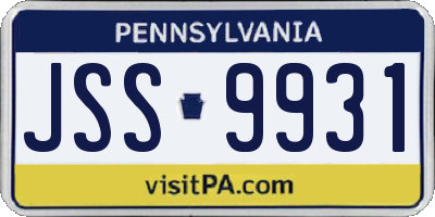 PA license plate JSS9931
