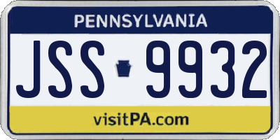 PA license plate JSS9932
