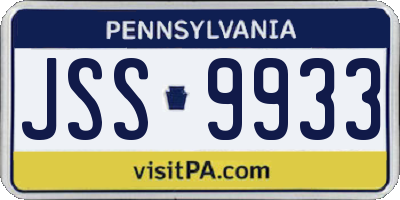 PA license plate JSS9933