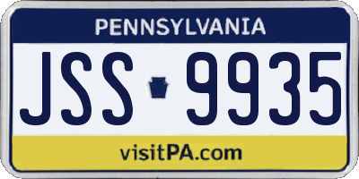 PA license plate JSS9935