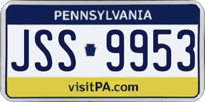 PA license plate JSS9953