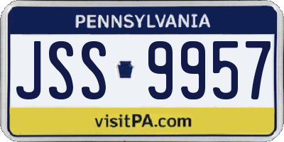 PA license plate JSS9957