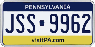PA license plate JSS9962