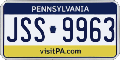 PA license plate JSS9963