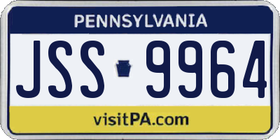 PA license plate JSS9964
