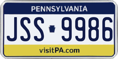 PA license plate JSS9986