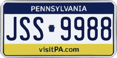 PA license plate JSS9988