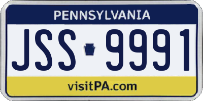 PA license plate JSS9991