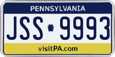 PA license plate JSS9993